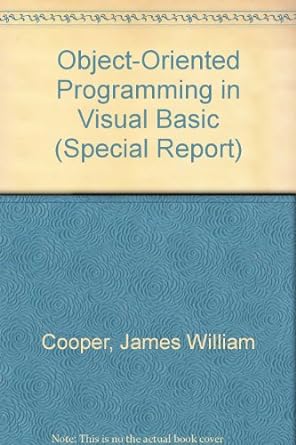 object oriented programming in visual basic pap/dskt edition james william cooper 188093549x, 978-1880935491