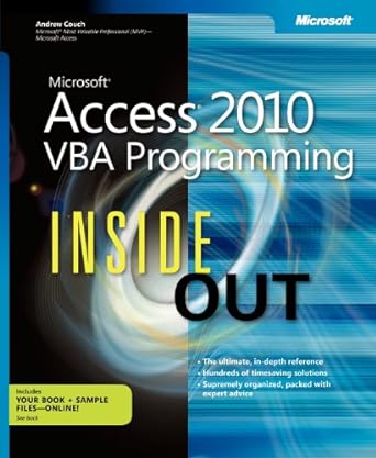 microsoft access 2010 vba programming inside out 1st edition andrew couch 0735659877, 978-0735659872
