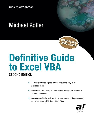 definitive guide to excel vba 1st edition michael kofler 1590591038, 978-1590591031