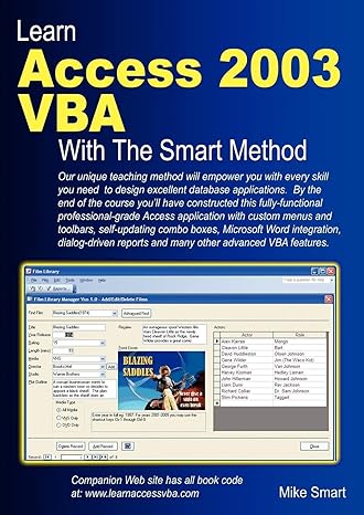 learn access 2003 vba with the smart method 1st edition mike smart 0955459907, 978-0955459900