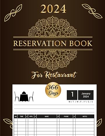 reservation book for restaurant 2024 full year guest booking diary with calendar and dates appointment book