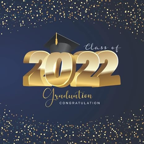 class of 2022 graduation guest book blue and gold paperback blue and gold glitter sprinkle cover for high