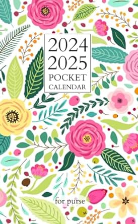 pocket calendar 2024 2025 for purse small 2 year monthly agenda for purse floral cover 1st edition widu