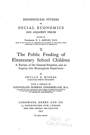 the public feeding of elementary school children a review of the general situation and an inquiry into