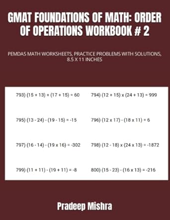 gmat foundations of math order of operations workbook # 2 pemdas math worksheets practice problems with