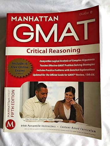 critical reasoning gmat strategy guide 5th edition manhattan gmat 1935707612, 978-1935707615