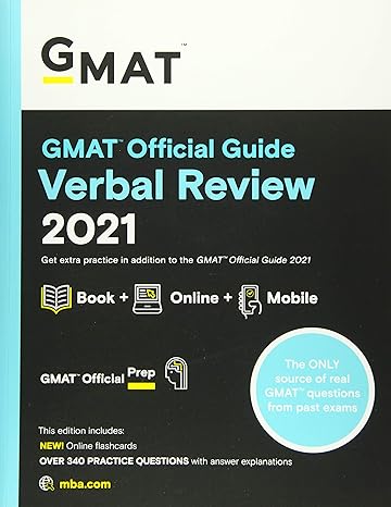 gmat official guide verbal review 2021 book + online question bank book + online 1st edition gmac 1119687888,