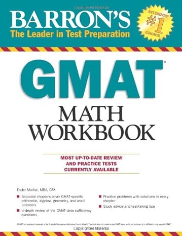 barron s gmat math workbook 1st edition ender markal m.b.a. c.f.a 0764145347, 978-0764145346