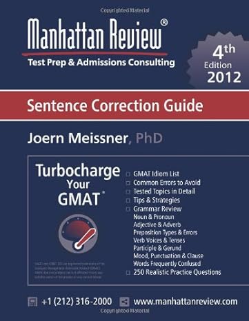 manhattan review gmat sentence correction guide turbocharge your gmat 4th edition joern meissner, manhattan