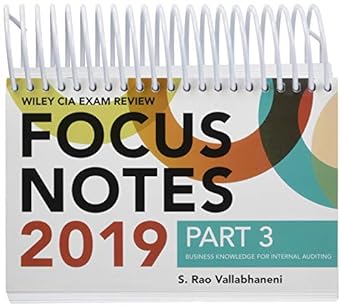 wiley cia exam review 2019 focus notes part 3 business knowledge for internal auditing 1st edition s. rao