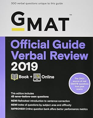 gmat official guide verbal review 2019 book + online 3rd edition gmac 1119507707, 978-1119507703