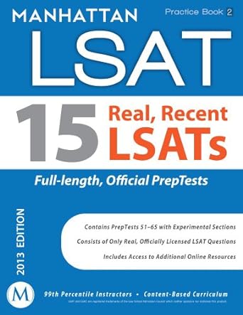 15 real recent lsats manhattan lsat practice book original edition - manhattan lsat 1937707121, 978-1937707125