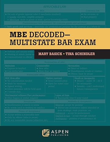 mbe decoded multistate bar exam 1st edition mary basick ,tina schindler 1543830900, 978-1543830903