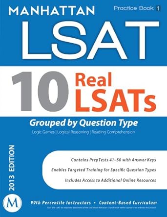 10 real lsats grouped by question type manhattan lsat practice book original edition - manhattan lsat