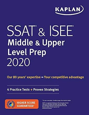 ssat and isee middle and upper level prep 2020 4 practice tests + proven strategies 1st edition kaplan test