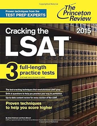 cracking the lsat with 3 practice tests 2015 edition 1st edition princeton review 0804124957, 978-0804124959