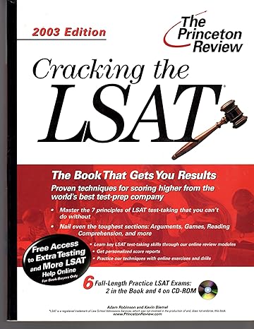 cracking the lsat with sample tests on cd rom 2003 edition book and cd-rom edition adam robinson ,rob tallia