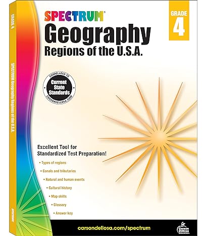spectrum geography  grade workbook ages 9 to 10 grade 4 geography workbook united states regions cultural and
