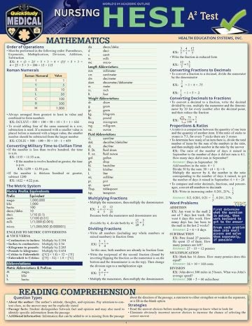 nursing hesi a2 a quickstudy laminated reference and study guide 1st edition april michelle davis mps