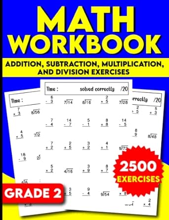 math workbook grade 2 addition subtraction multiplication and division exercises math practice problems for