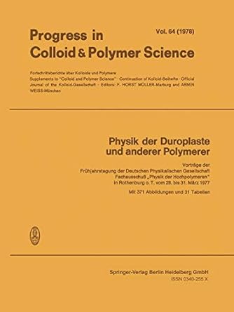 physik der duroplaste und anderer polymerer vortr ge der fr hjahrstagung der deutschen physikalischen