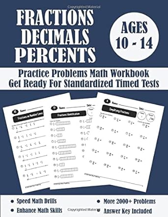 fractions decimals and percents timed tests math workbook practice problems of multiplying dividing and