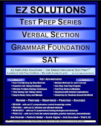 ez solutions test prep series verbal section grammar foundation sat new edition punit raja suryachandra ,ez