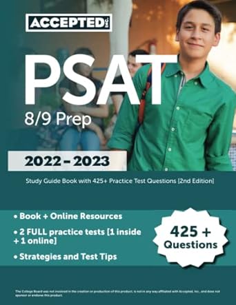 psat 8/9 prep 2022 2023 study guide book with 425+ practice test questions 1st edition jonathan cox