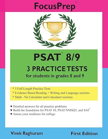 psat 8/9 3 practice tests for students in grades 8 and 9 1st edition vivek raghuram 1974645010, 978-1974645015