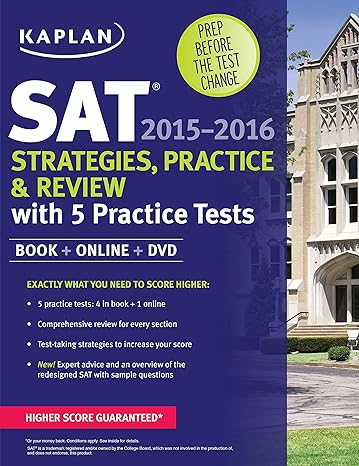 kaplan sat strategies practice and review 2015 20 with 5 practice tests book + online + dvd pap/dvdr edition