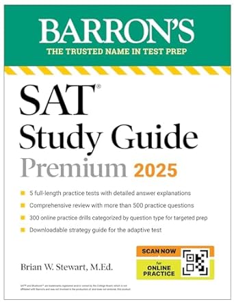 sat premium study guide 2025 5 practice tests + comprehensive review + online practice premium,study guide