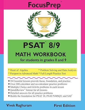 psat 8/9 math workbook for students in grades 8 and 9 1st edition vivek raghuram 151237377x, 978-1512373776