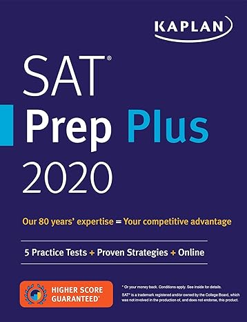 sat prep plus 2020 5 practice tests + proven strategies + online 1st edition kaplan test prep 1506236952,