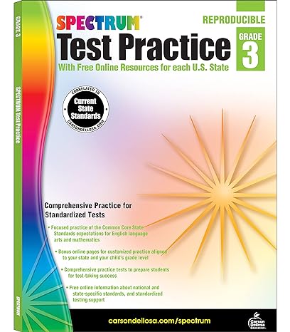 carson dellosa spectrum 3rd grade test practice workbooks ages 8 to 9 3rd grade math language arts and