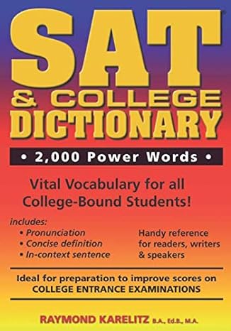 sat and college dictionary 2 000 power words 1st edition raymond karelitz 1656704390, 978-1656704399