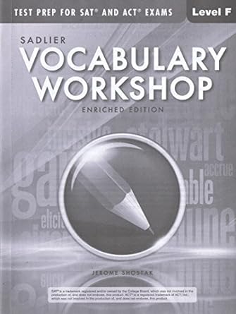 test prep for sat and act exams sadlier vocabulary workshop enriched edition level f 1st edition unknown