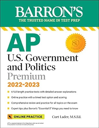 ap u s government and politics premium 2022 2023 comprehensive review with 6 practice tests + an online timed