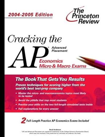 cracking the ap economics macro and micro exam 2004 2005 edition 1st edition david anderson 0375763848,