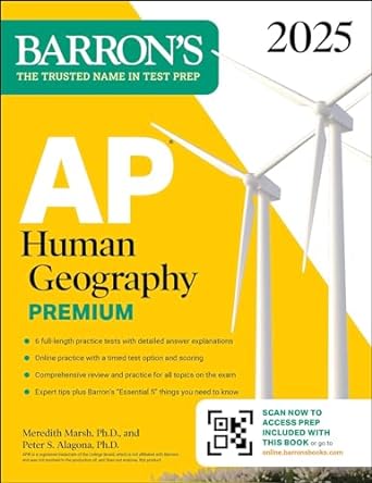 ap human geography premium 2025 6 practice tests + comprehensive review + online practice premium edition
