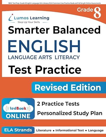 sbac test prep grade 8 english language arts literacy common core practice book and full length online