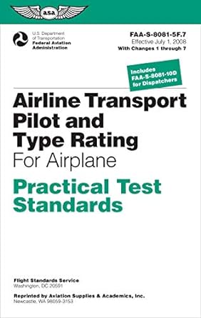 airline transport pilot and type rating practical test standards for airplane faa s 8081 5f and faa s 8081