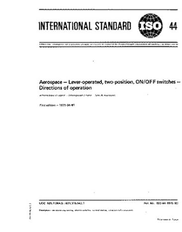 iso 44 1975 aerospace lever operated two position on/off switches directions of operation 1st edition iso tc