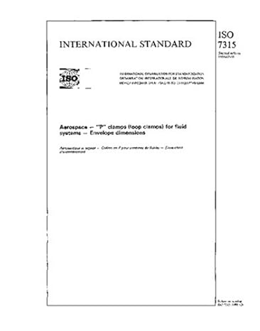 iso 7315 1988 aerospace p clamps for fluid systems envelope dimensions 1st edition iso tc 20/sc 10 b000y2tefq