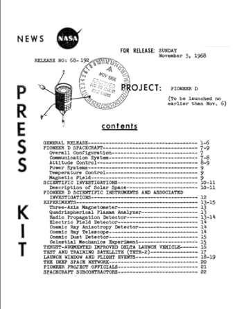 pioneer d press kit 1st edition nasa ,national aeronautics and space administration 979-8396337237