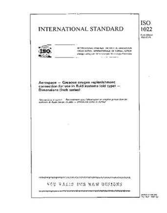 iso 1022 1988 aerospace gaseous oxygen replenishment connection for use in fluid systems dimensions 1st