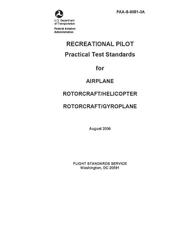 faa s 8081 3a recreational pilot practical test standards for airplane rotorcraft/helicopter