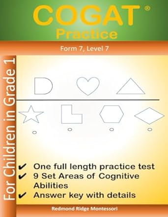 cogat practice workbook form 7 level 7 for children in grade 1 1st edition sunshine education llc