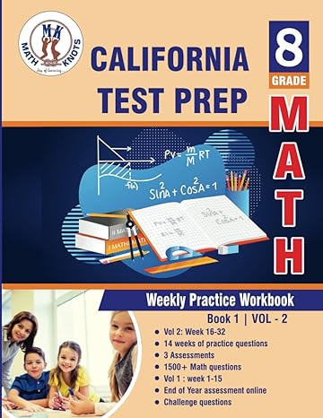 california state test prep 8th grade math weekly practice work book 1 volume 2 multiple choice and free