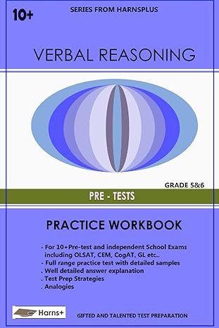 verbal reasoning practice test for grade 5and6 1st edition harns plus 979-8543079836