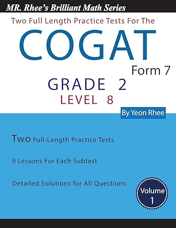 two full length practice tests for the cogat form 7 level 8 volume 1 workbook for the cogat form 7 level 8